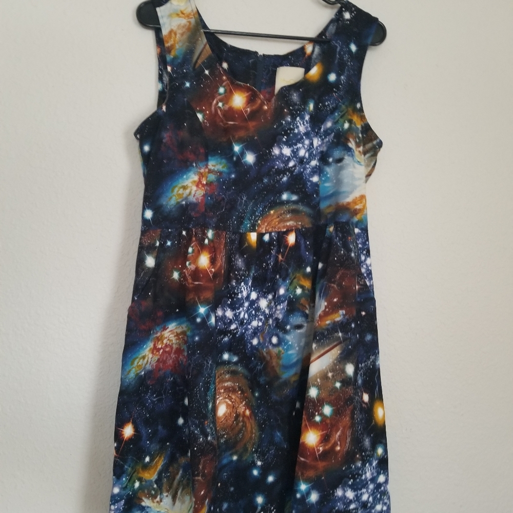 Galaxy Print ModCloth Dress with Pockets